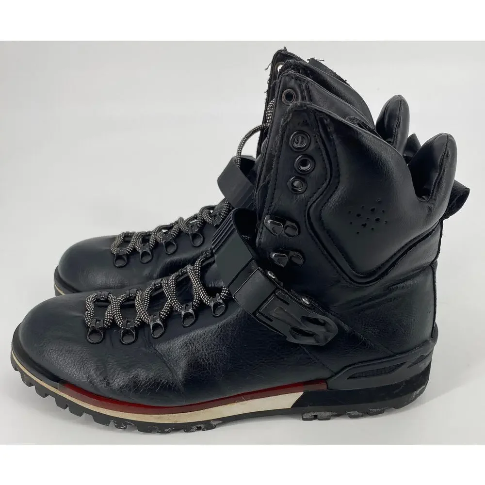 Zara Man men 7 black leather buckle lace up hiking rain boots